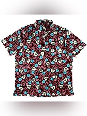 Bad Birdie Golf Polo Shirt Austin Flowers Performance Floral AOP Mens XXL  NWOT